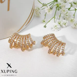 گوشواره چند لاین نگین دار ژوپینگ