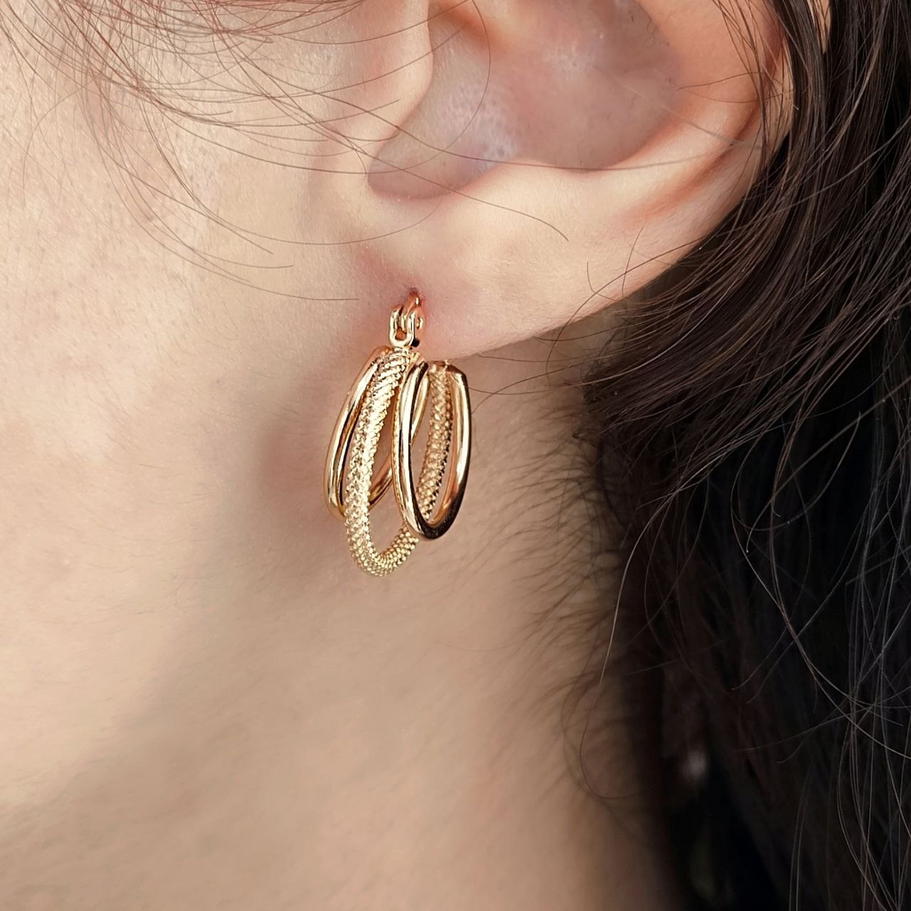 گوشواره حلقه ای طرح طلا ژوپینگ 